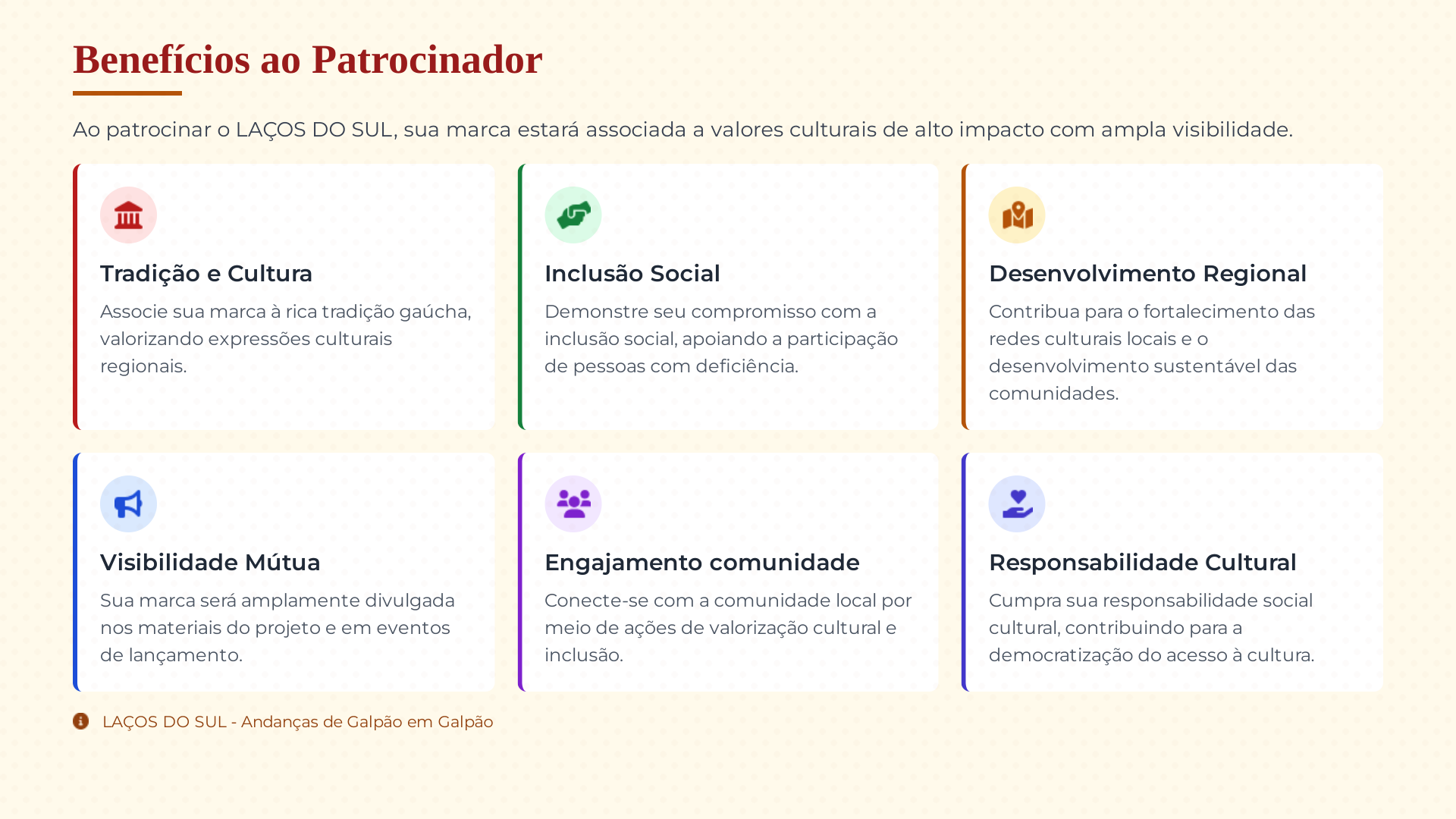 Página 9 - Benefícios ao Patrocinador: tradição, inclusão, desenvolvimento regional e visibilidade